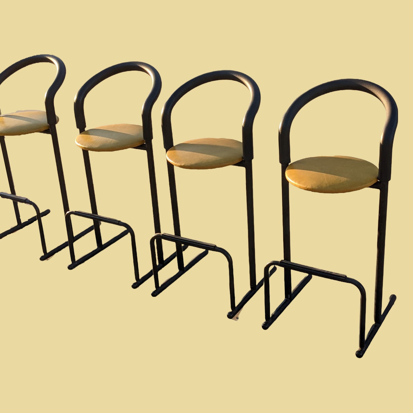 1980's Postmodern Barstools by Les Industries Amisco, Canada | Leather | Minimalist