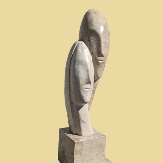 Vintage Postmodern Tesselated Stone "lovers" Sculpture | Art | 80s | MCM | Bust