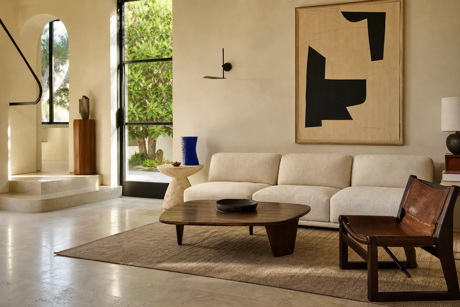 Warm modernist living room expressing the Casa Bauhaus point of view